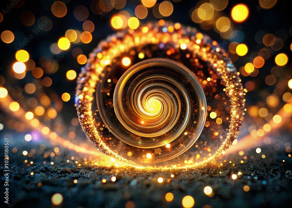 Spiral of Light Bokeh Effect on Black Background for Stunning Visuals Spiral of Light Bokeh Effect on Black Background for Stunning Visuals