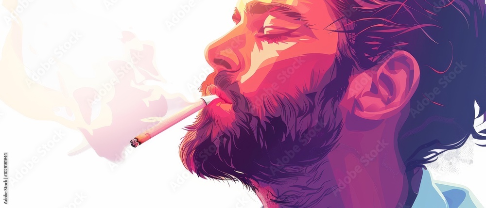 Fototapeta premium Portrait of a Man Smoking with Artistic Flair