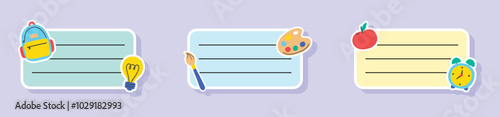 Set without hand drawn school notebook labels. Vector illustration