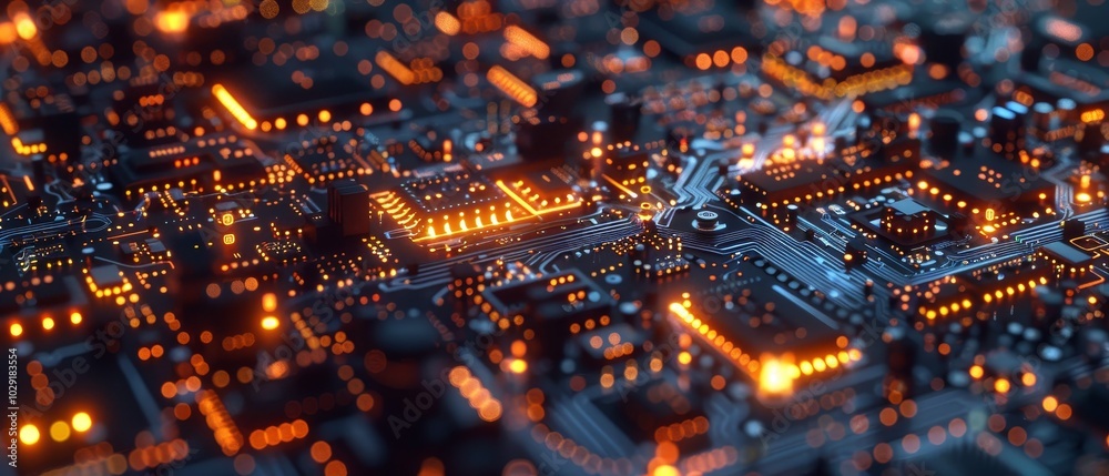 Abstract Circuit Board with Glowing Lights Abstract Circuit Board with Glowing Lights
