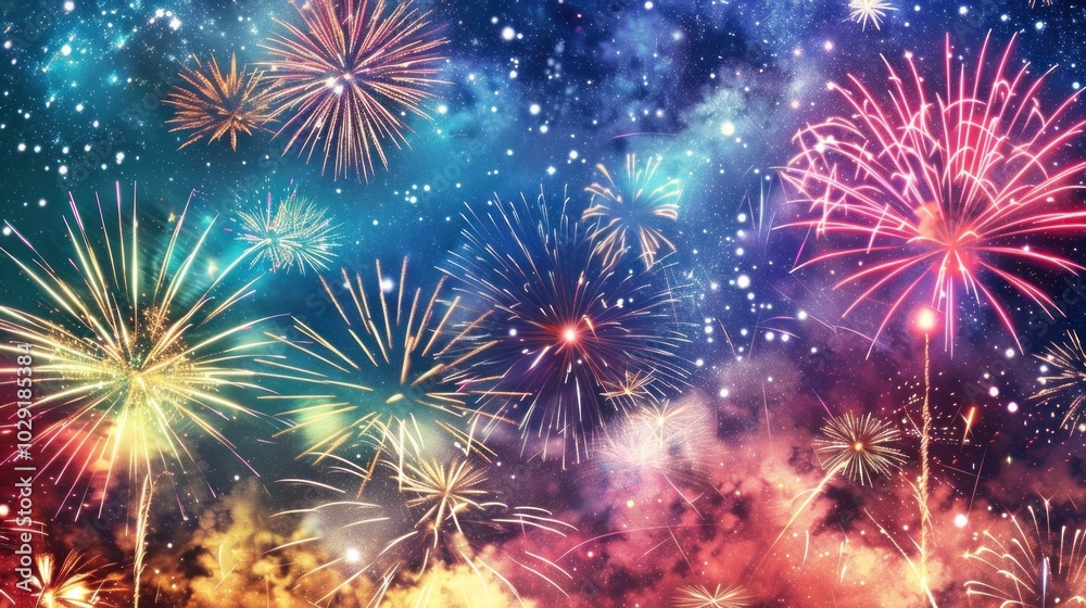 Fototapeta premium A colorful fireworks display in the sky