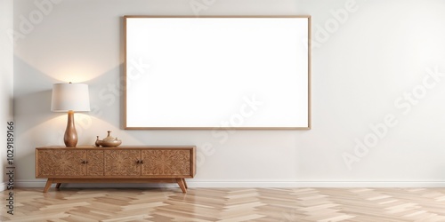 Minimalist Home Interior with Blank Canvas for Art Display

 photo