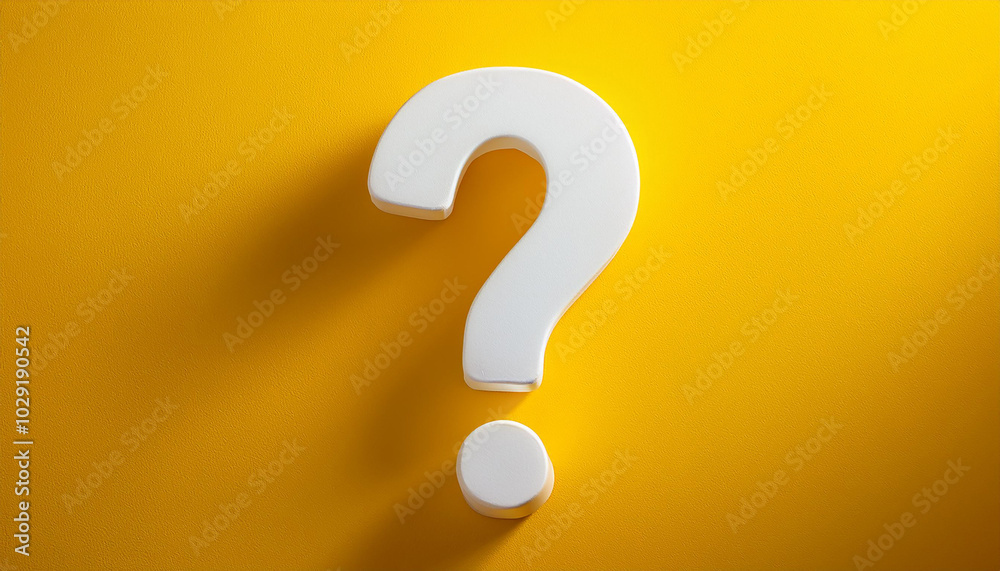 Question mark on yellow background. 3D rendering. FAQ and QA. Problem solution. Question mark on yellow background. 3D rendering. FAQ and QA. Problem solution.