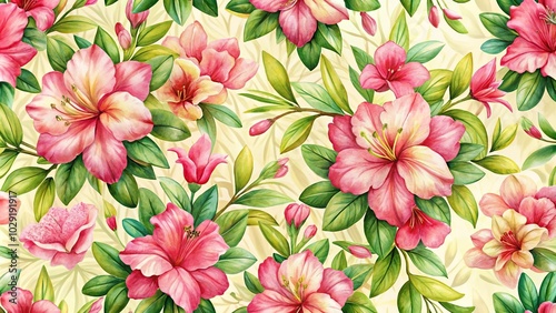 Floral seamless pattern with azalea flower