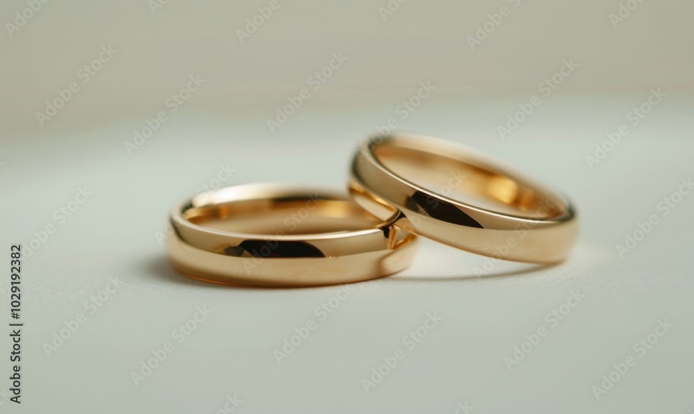 Pair of gold wedding rings, white background, 4K hyperrealistic photo Pair of gold wedding rings, white background, 4K hyperrealistic photo