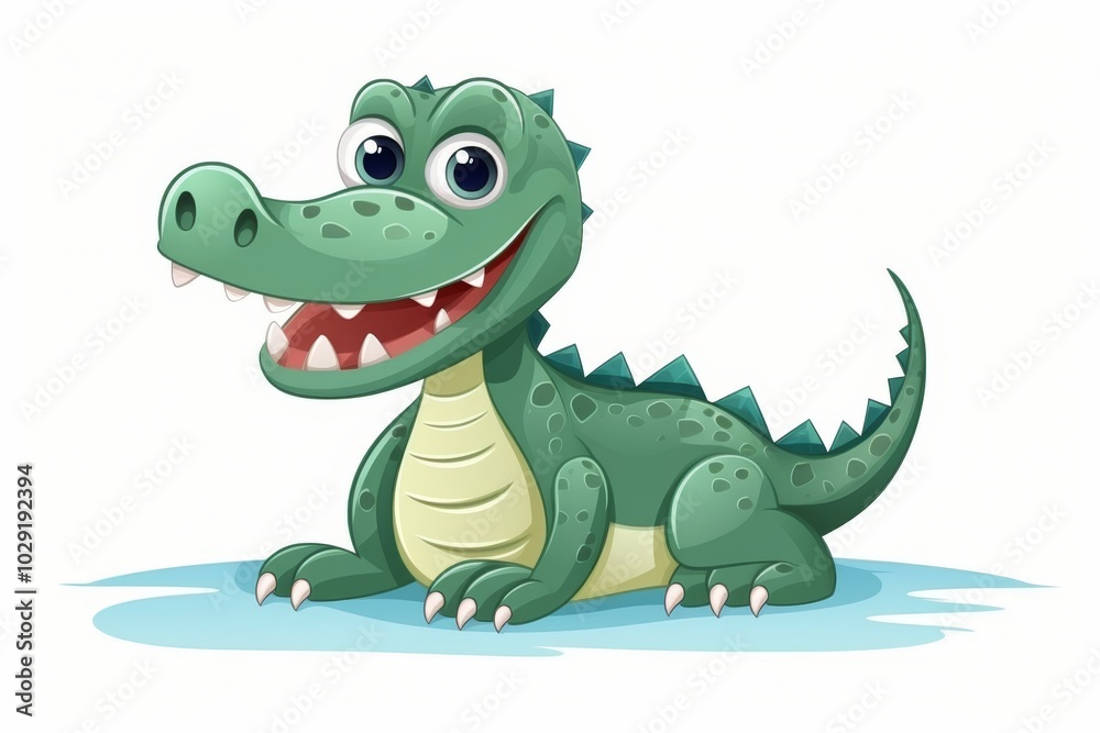 Humorous cartoon crocodile on white background in a minimalist style for fun designs Humorous cartoon crocodile on white background in a minimalist style for fun designs