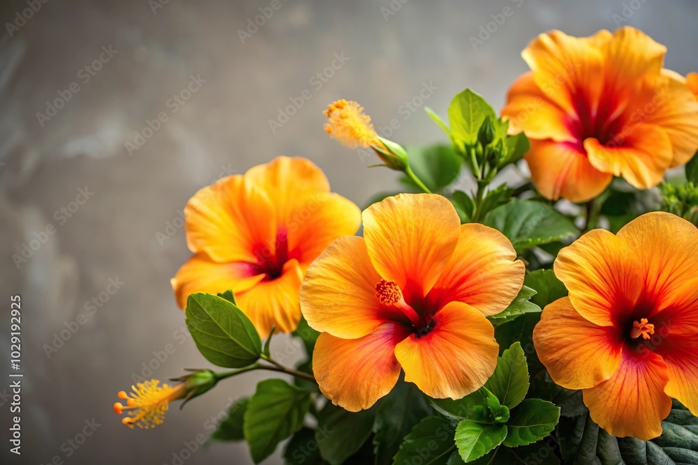 Flower Power Yellow and Orange Hibiscus in Full Bloom Minimalist Flower Power Yellow and Orange Hibiscus in Full Bloom Minimalist