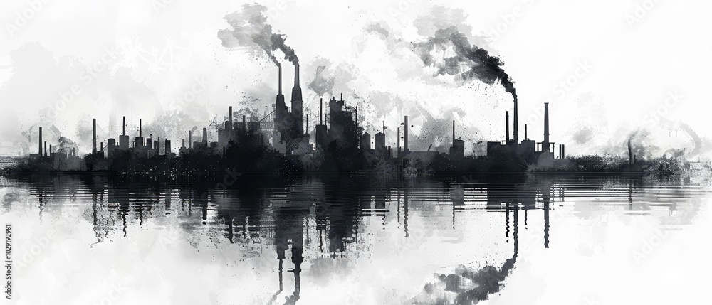 Industrial Skyline with Smoke and Reflection Industrial Skyline with Smoke and Reflection