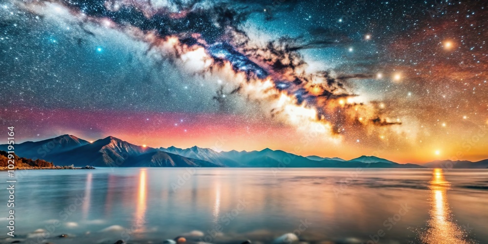 Naklejka premium Stunning Blue and Pink Gradient Night Sky: Captivating Photography Background for Creative Projects