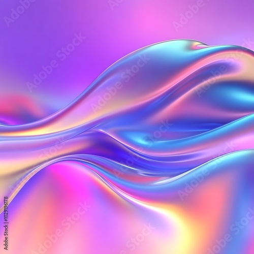 Wallpaper Mural Abstract fluid iridescent holographic neon curved wave in motion colorful background 3d render. Gradient design element for backgrounds, banners, wallpapers, posters and covers, generative ai Torontodigital.ca