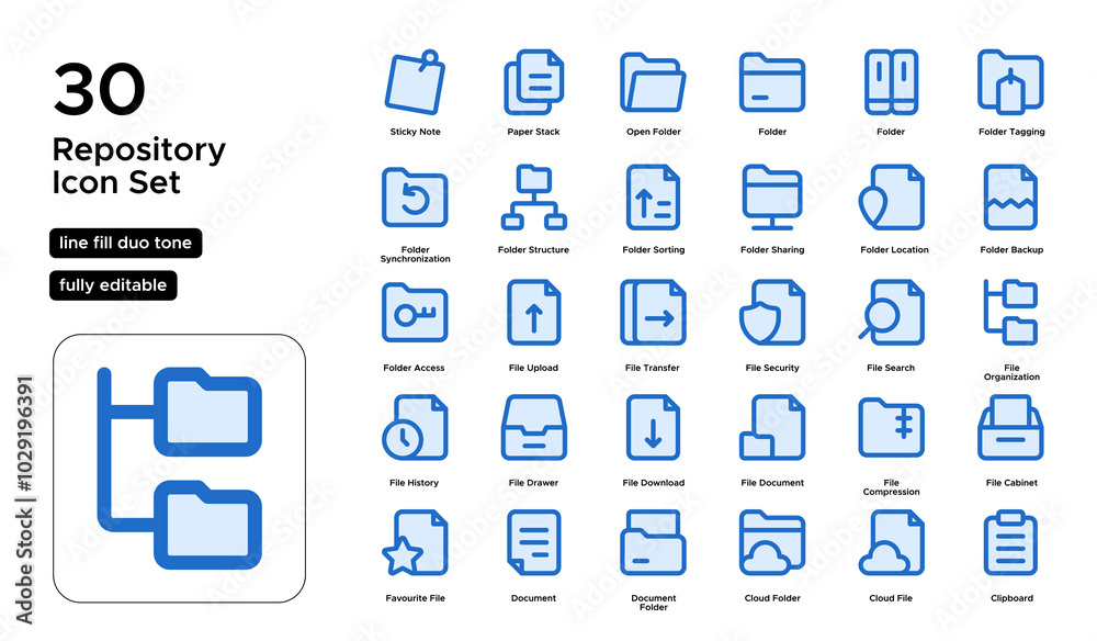 Repository Line Fill Duo Tone Icon Set: Data Repositories, Digital Archives, and Information Management Icons Repository Line Fill Duo Tone Icon Set: Data Repositories, Digital Archives, and Information Management Icons
