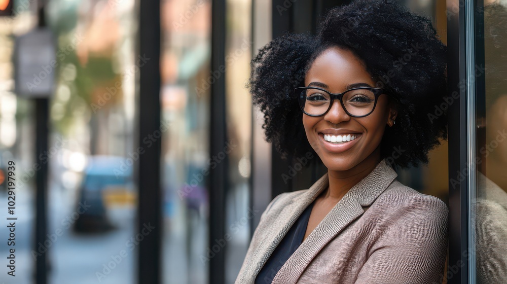 Smiling Woman in Urban Setting Smiling Woman in Urban Setting