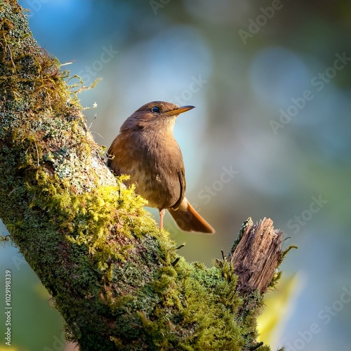 wildlife, bird on a tree, AI generated photo