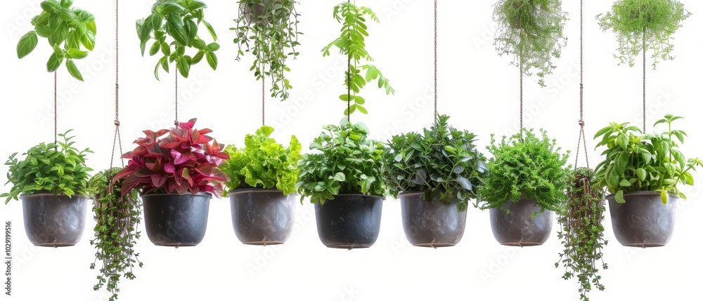 Fototapeta premium Hanging Indoor Plants Collection in Modern Setting