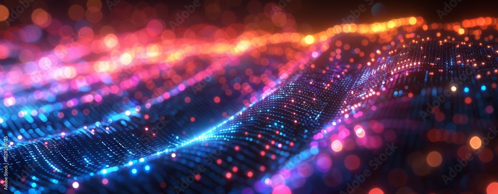 Futuristic hi-tech background. Cyberspace data transferring. Bokeh effect. Big data concept.