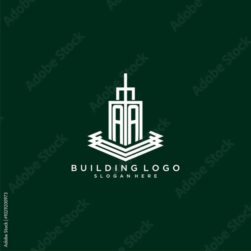 AA initial monogram real estate logo with building style design