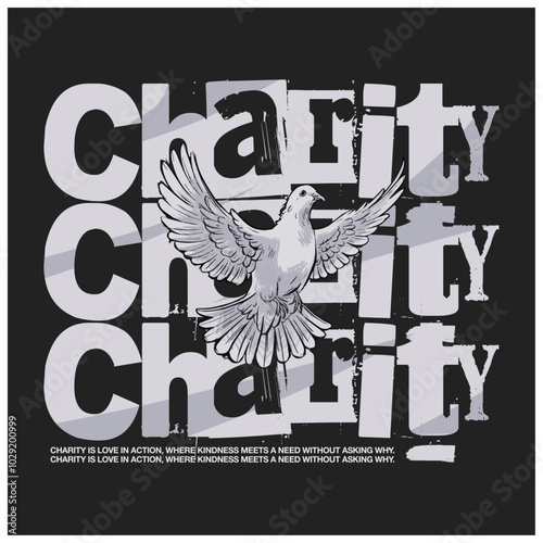Charity editable stroke outline icons set. Donate, charity, solidarity, trust, social care, community, helping hands, partnership and help. Vector illustration pigeon tshirt
