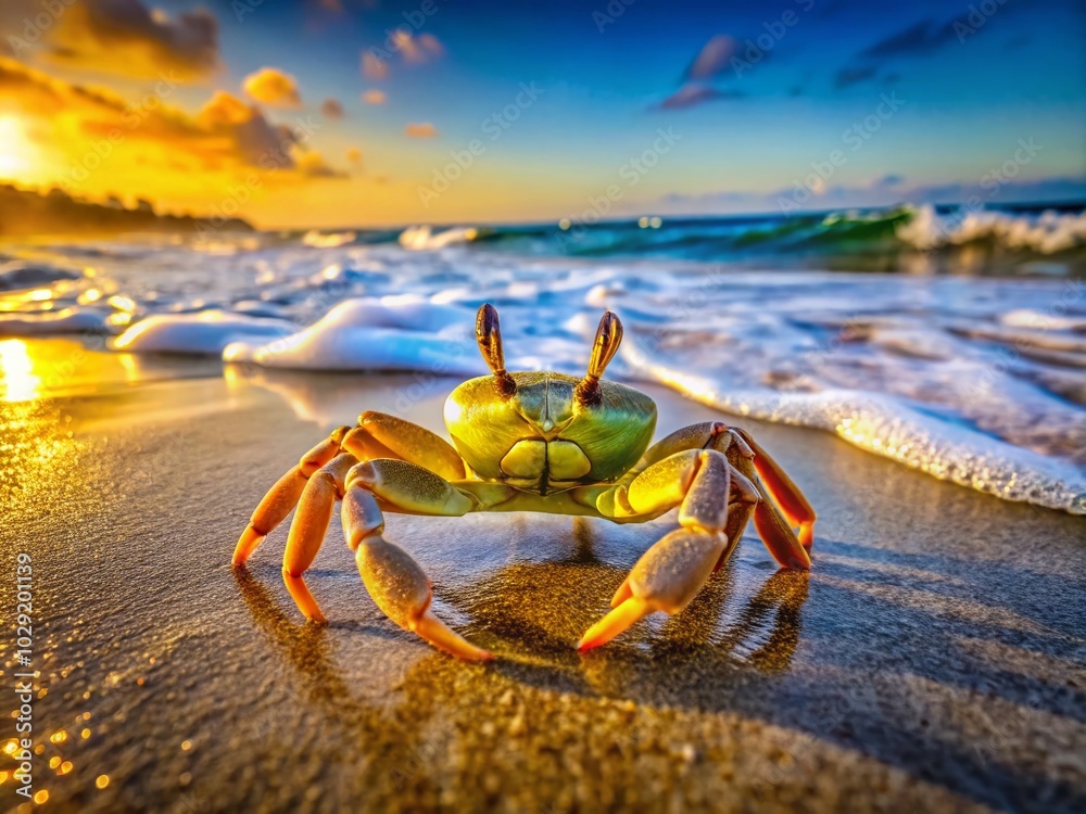 Stunning Drone Photography of Ghost Crab on Pristine Beach Sand Stunning Drone Photography of Ghost Crab on Pristine Beach Sand