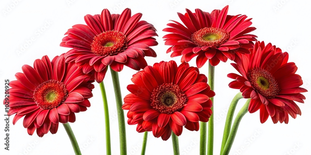 Assorted Red Gerbera Daisy Flower Heads on Transparent Background for Floral Designs Assorted Red Gerbera Daisy Flower Heads on Transparent Background for Floral Designs