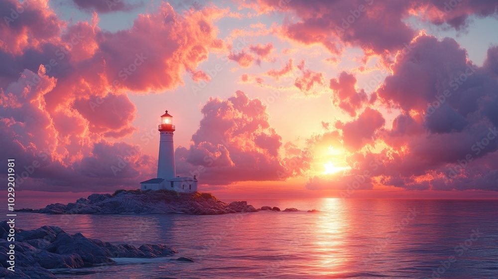 Lighthouse on Rocky Coastline at Dusk, solitary structure stands against soft pastel sky, waves crashing on rugged shore, tranquil yet dramatic scene Lighthouse on Rocky Coastline at Dusk, solitary structure stands against soft pastel sky, waves crashing on rugged shore, tranquil yet dramatic scene