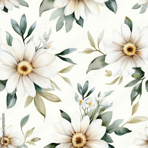 Soft Watercolor Chrysanthemums in Gentle Yellows