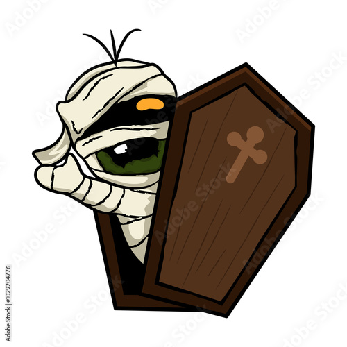 mummy carton retro say hallo