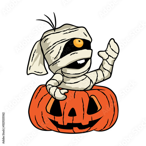 halloween mummy and pumpkin