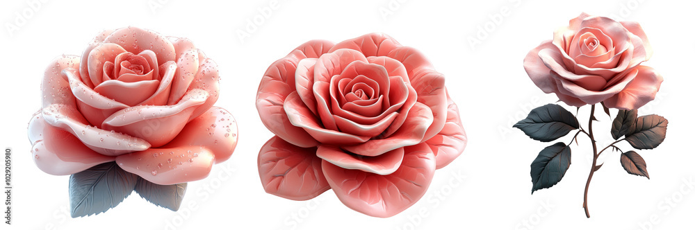 Beautiful pink roses with delicate petals and leaves Beautiful pink roses with delicate petals and leaves