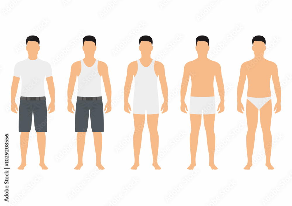 Obraz premium Sets of a man model with casual wear vector illustration.