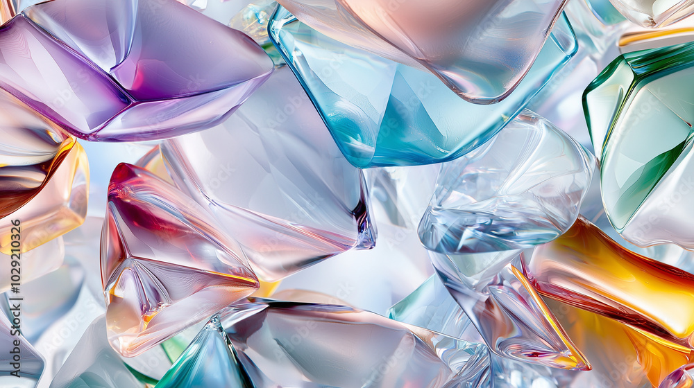 Iridescent Glass Shapes: Abstract Art and Geometric Forms Iridescent Glass Shapes: Abstract Art and Geometric Forms