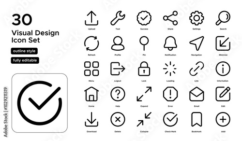 Visual Design Line Icon Set: Wireframes, Prototypes, and Aesthetic Layouts Icons

