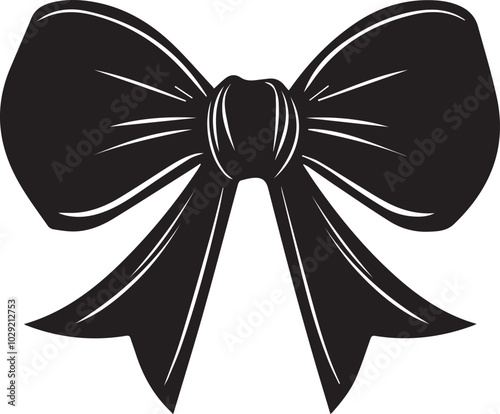 Ribbon bow silhouette on a white background,  Cheer bow vector art