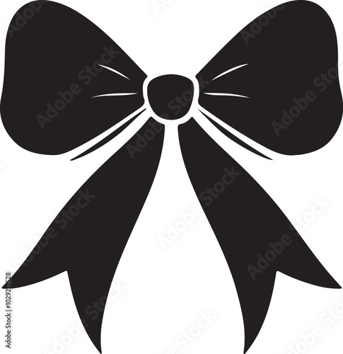 Ribbon bow silhouette on a white background,  Cheer bow vector art