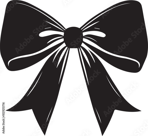Ribbon bow silhouette on a white background,  Cheer bow vector art