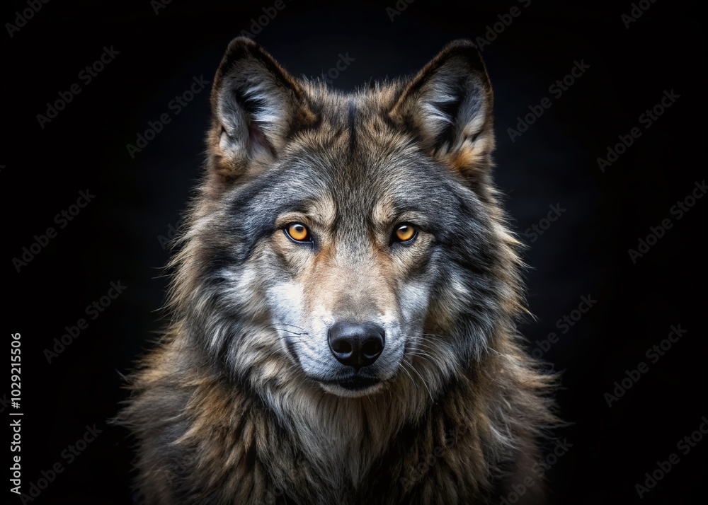 Stunning Portrait of a Wolf on Black Background - Captivating Urban Wildlife Photography Stunning Portrait of a Wolf on Black Background - Captivating Urban Wildlife Photography