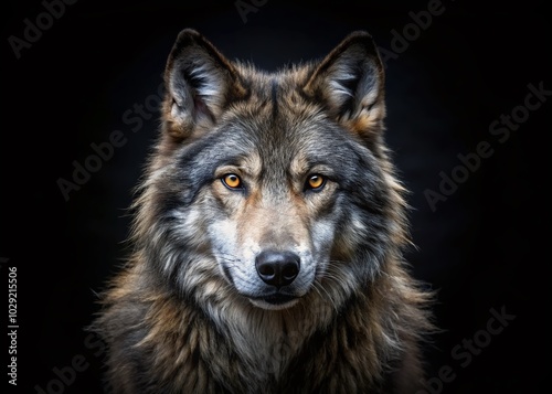 Stunning Portrait of a Wolf on Black Background - Captivating Urban Wildlife Photography