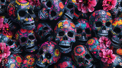 Day of the Dead Sugar Skulls: Colorful Floral Skull Art