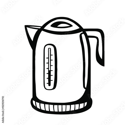 Electric kettle. Modern electric tea kettle or teakettle with hot boiling water. Vector illustration
