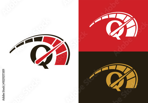 Letter Q Cars Repair With Speedometer logo design template, Car Automotive company logo sign symbol.