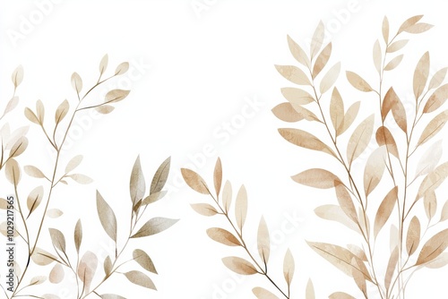 Wallpaper Mural Delicate leaves on a white isolated background. Torontodigital.ca