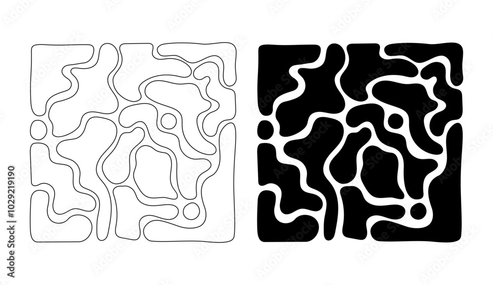 Black abstract art design. Bold organic shapes. Fluid decorative pattern. Minimalist abstraction vector illustration Black abstract art design. Bold organic shapes. Fluid decorative pattern. Minimalist abstraction vector illustration