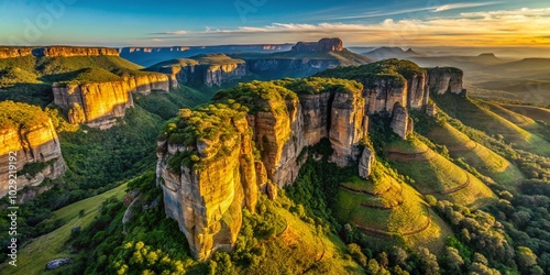 Breathtaking Drone View of Chapada dos Guimaraes Cliffs in Mato Grosso, Brazil – Stunning Natural Beauty and Scenic