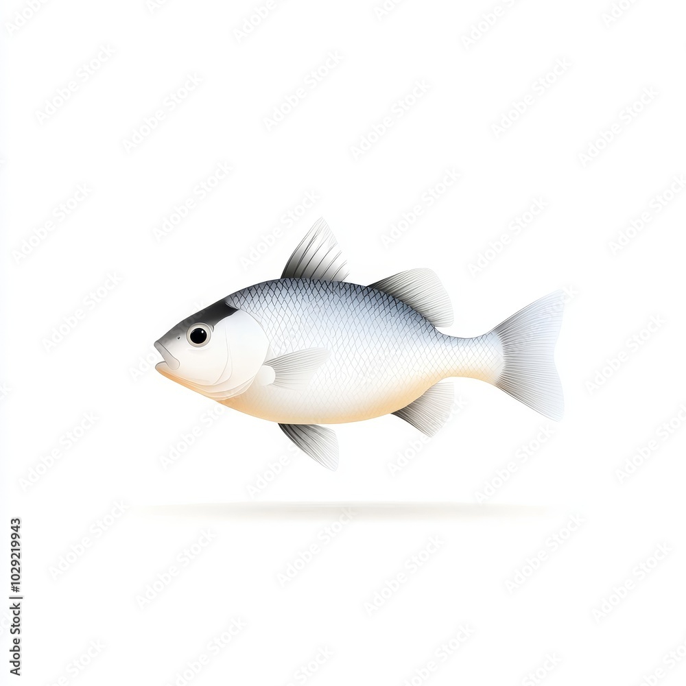 Blackchin tilapia fish clipart, edible seafood, flat design, minimalist style, isolated on white background. Blackchin tilapia fish clipart, edible seafood, flat design, minimalist style, isolated on white background.