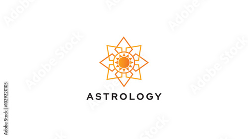 Astrology logo template, Vector bohemian logo designs with the sun, cloud waves, and light rays.