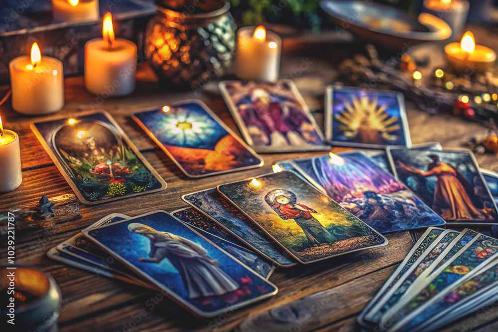 Tarot cards on the table. Selective focus. Magic. Tarot cards on the table. Selective focus. Magic.