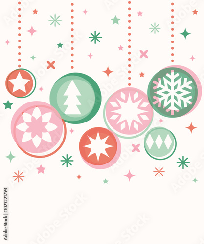 Christmas background. Decorated ball with snowflakes. Vector illustration