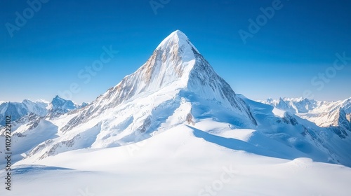 Isolated Mountain Peak with Snow Capped Summit