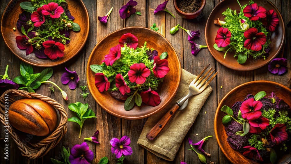 Burgundy Night Sky Petunia: Captivating Floral Composition for Food Photography Burgundy Night Sky Petunia: Captivating Floral Composition for Food Photography