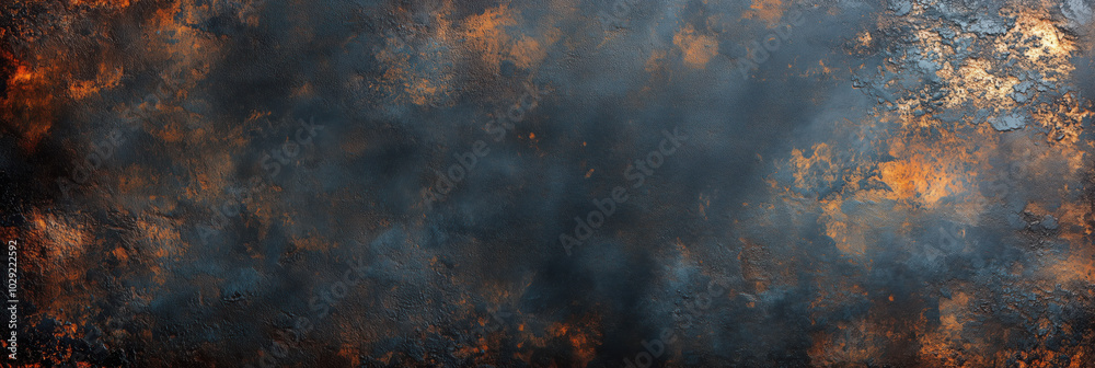 Textured dark gray surface with hints of orange and blue tones, evoking vintage feel