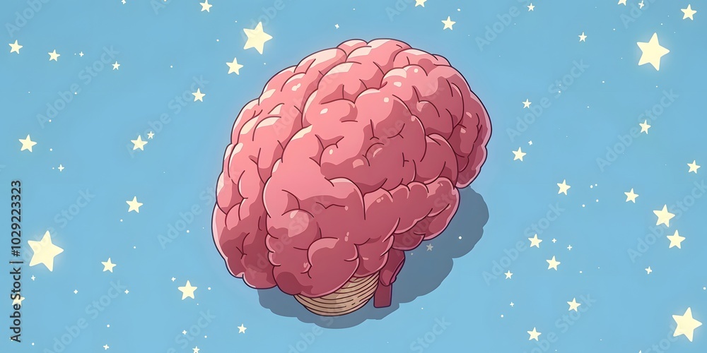 Minimalistic brain illustration on blue. Minimalistic brain illustration on blue.